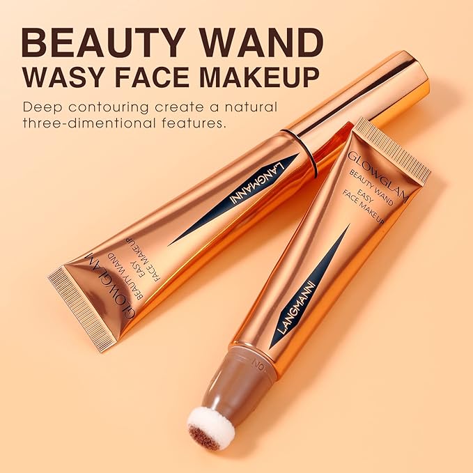LANGMANNI Liquid Contour Beauty Wand, Face Concealer Contouring,Highlighter,Blusher Stick with Big Cushion Applicator.Cream Contour Stick For Finish Face Contour Makeup. (#06 Highlighter)