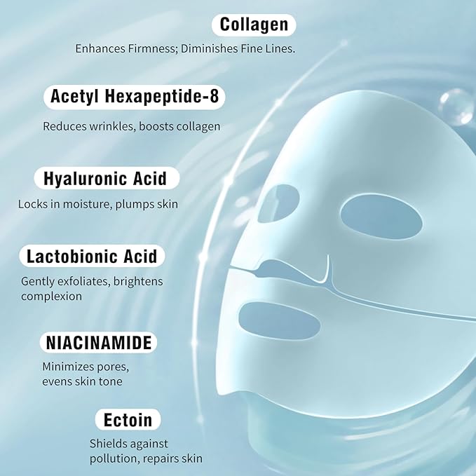 ISTON Overnight Collagen Face Mask - Intense Hydration & Anti-Aging - With 5 Hyaluronic Acids, Peptides & Plant Extracts - Reduce Fine Lines, Plump Skin, Minimize Pores -4Pack