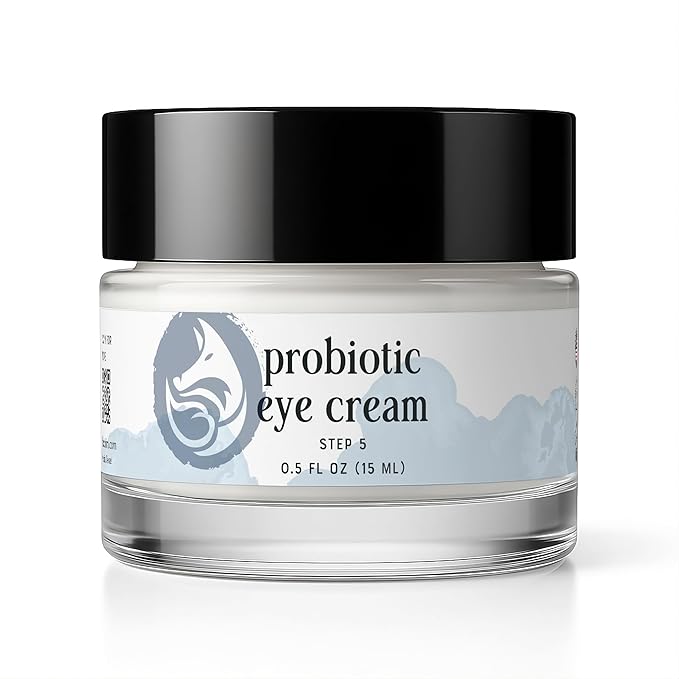 Brightening Probiotic Caffeine Eye Cream for Dark Circles, Puffiness, and Fine Lines | Anti-Aging with Green Tea, Kojic Acid, Licorice Root, Pomegranate Extract - 0.5oz