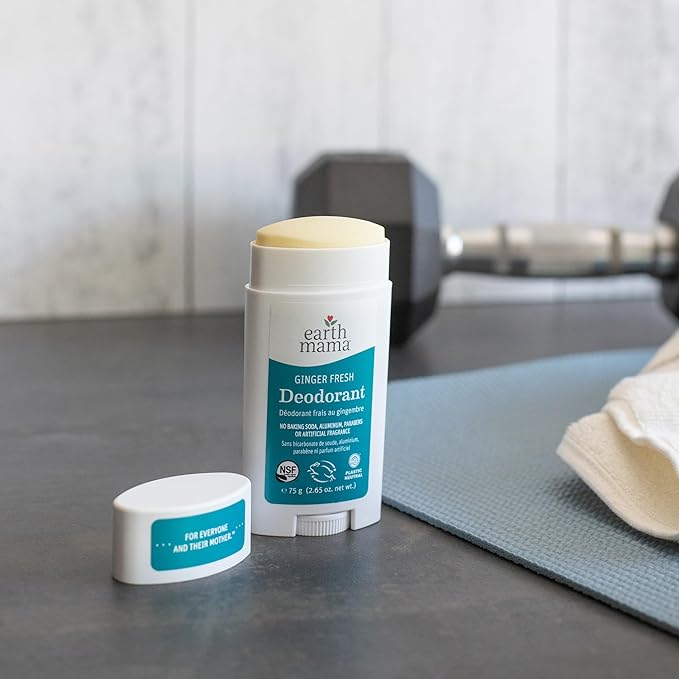 Earth Mama Ginger Fresh Deodorant | Safe for Sensitive Skin, Pregnancy and Breastfeeding, Contains Organic Ginger and Lime, No Baking Soda or Aluminum, 2.65-Ounce (2-Pack)