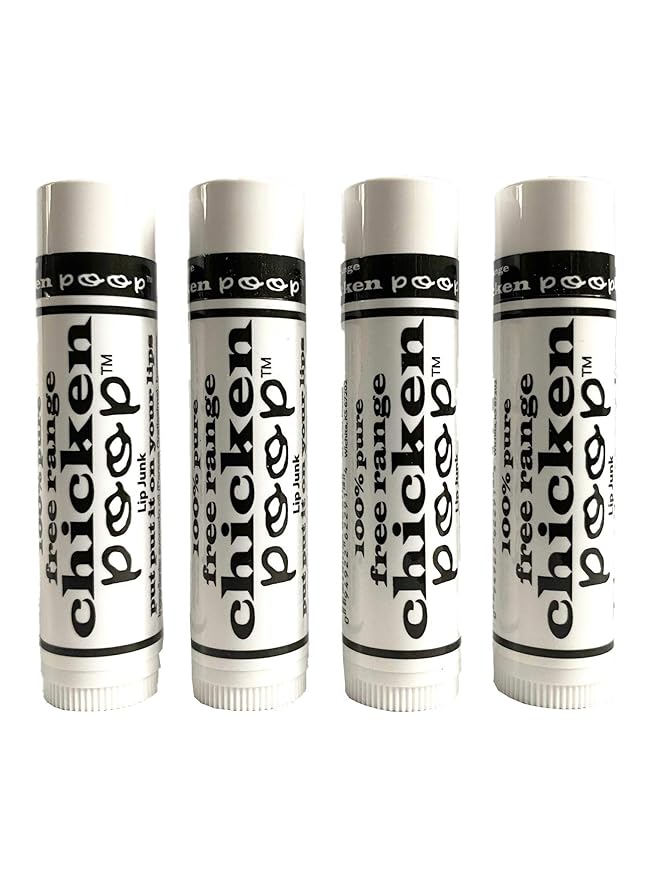 Chicken Poop Lip Balm Simone Chickenbone Original 100% Natural Moisturizer for Dry, Chapped Lips, 0.15 oz, Pack of 4