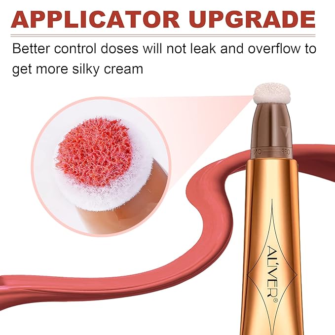 Blush Beauty Wand, Matte Face Blush with Cushion Applicator, Natural Silky Smooth Creamy Liquid Blush Wand, Lightweight Blendable Blush Stick for Cheek, Cruelty-free (Soft Rose)