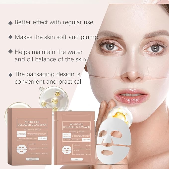 Retinol Collagen Face Mask – Korean Tightening Hydrogel Overnight Mask, Deep Moisturizing & Elasticity Boost, Long-Lasting Hydration & Brightening Skin (Collagen Face Mask)
