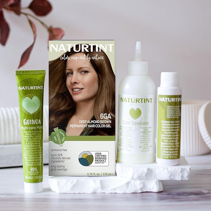 Naturtint 6GA Deep Almond Brown Permanent Hair Color (Pack of 1), Ammonia Free, Vegan, Cruelty Free, up to 100% Gray Coverage, Long Lasting Results (Packaging may vary)