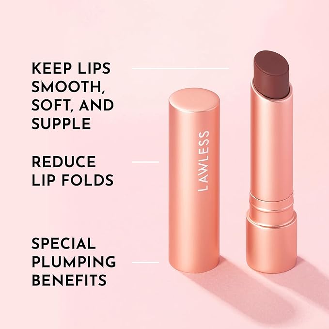 Lawless Forget the Filler Lip Plumping Line Smoothing Tinted Balm - Amaretto - Premium Tinted Lip Balm with Natural Ingredients to Plump and Smooth Lips for a Firmer, Fuller Look - 0.09 oz