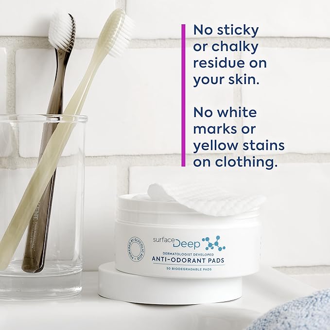 Anti-Odorant Pads – Deodorant Odor Prevention & Skin Care in One | 50 Pads in Jar | Dermatologist-Developed | Glycolic Acid Exfoliation | Aluminum-Free, Vegan & Cruelty-Free