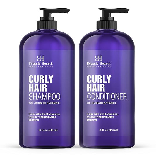 Botanic Hearth Curly Hair Shampoo and Conditioner Set For Curly Hair | Detangle, Define & Enhance Curls | With Jojoba oil & Vitamin E | Sulphate Free | 16 fl oz x 2