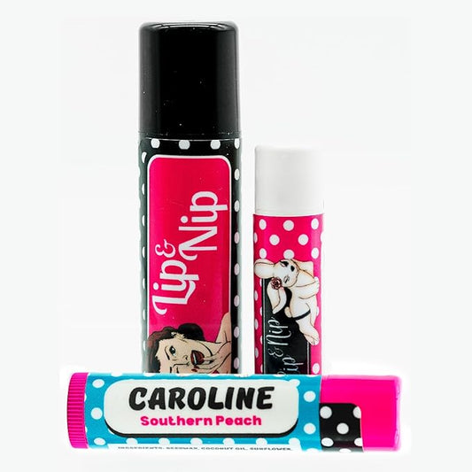 Southern Peach “Caroline” Flavored Balms | Southern Peach Flavored Hydrating Lip Balm, Nipple Balm, and Full Body Balm | Lip Balm & Moisturizer and Intimacy Enhancer - Pack of 3