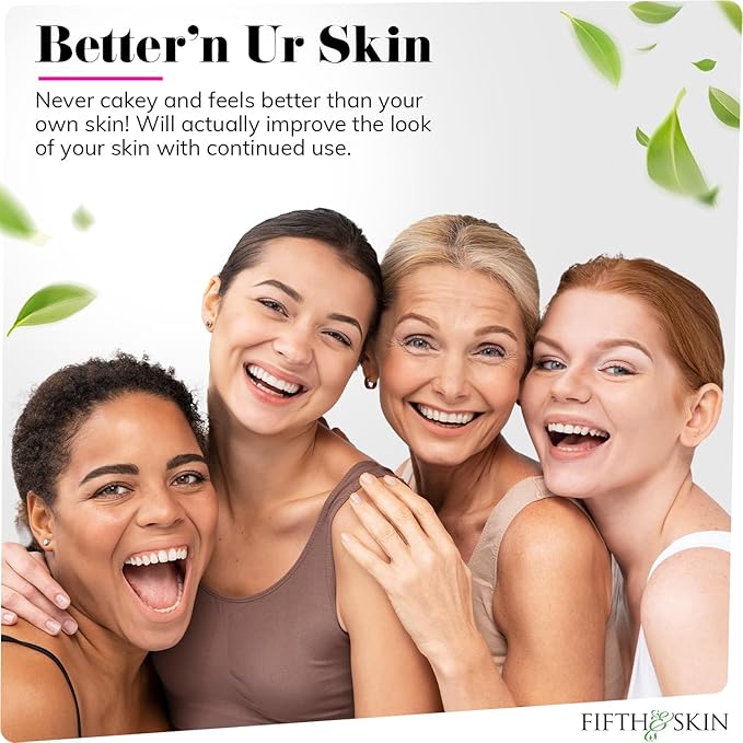 Fifth & Skin: Better’n Ur Skin Liquid Foundation (SANDY BEIGE) - Natural, Organic, Vegan, Cruelty-Free - Gluten-Free Beauty with Buildable Coverage and Palm-Free Luxury - 1 oz