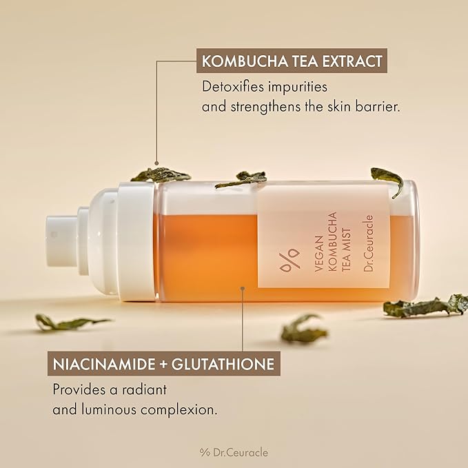 Dr.Ceuracle Vegan Kombucha Tea Mist - Hydrating Face Mist, Portable Milky Spray Serum, Korean Skincare (80 ml / 2.70 fl. oz.)