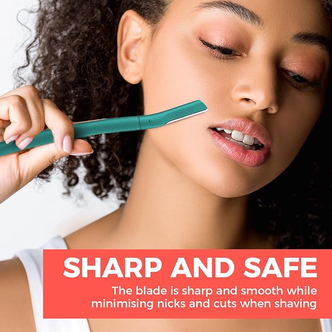 ZOMCHI Eyebrow Razor, Face Razors for Women&Men, Eyebrow Trimmer Shaper with Precision Cover, Facial Shaver with 6 Blades (Green)