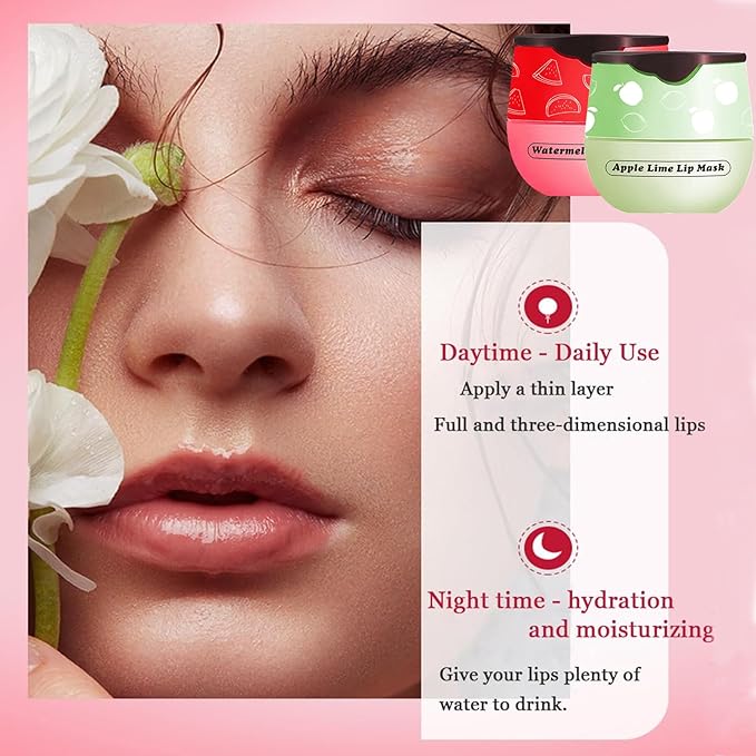 Honey Lip Balm Pot, 4 Pcs Honey & Strawberry & Apple Lime & Watermelon Lip Mask Propolis Lip Mask Moisturizing Hydrating Prevention Dry and Cracked Lip Scrubs Exfoliator