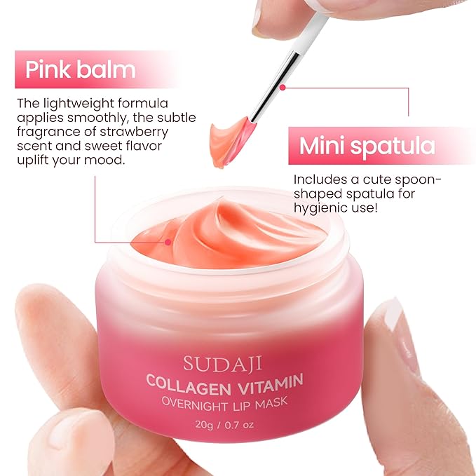 Lip Mask, Collagen Hydrating Lip Balm, Overnight Moisture Lip Butter with Hyaluronic Acid & Aloe Vera, Sleeping Nourishing Lip Butter Balm