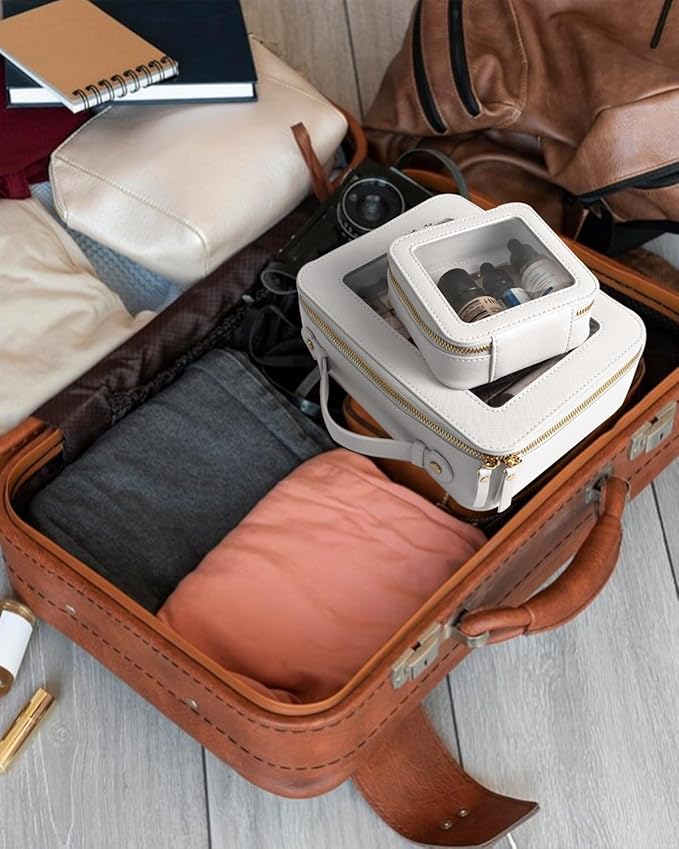 Clear Makeup Bag Small, TSA Approved Portable Toiletry Bag with Zipper Cosmetic Travel Bag Makeup Organizer Case Mini Makeup Pouch for Purse Car Organizer Bag for Women Men