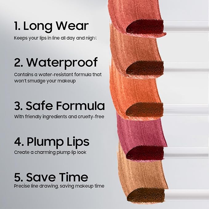 Lip Liner Stain Peel off - Waterproof & Long Lasting Peel Lip Stain Non-Stick Cup, Enhancing Complexion & Nourishing for All Skin Types, Create A Natural Lip Color (Mauve, 1 Count)