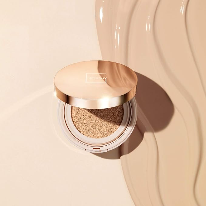 GIVERNY Milchak Cover Foundation Cushion with Refill #23 Medium Beige - Moist Finish for All Skin Types - Flawless Coverage Face Makeup - Lightweight Formula for Satin Glass Texture, 0.4oz x 2