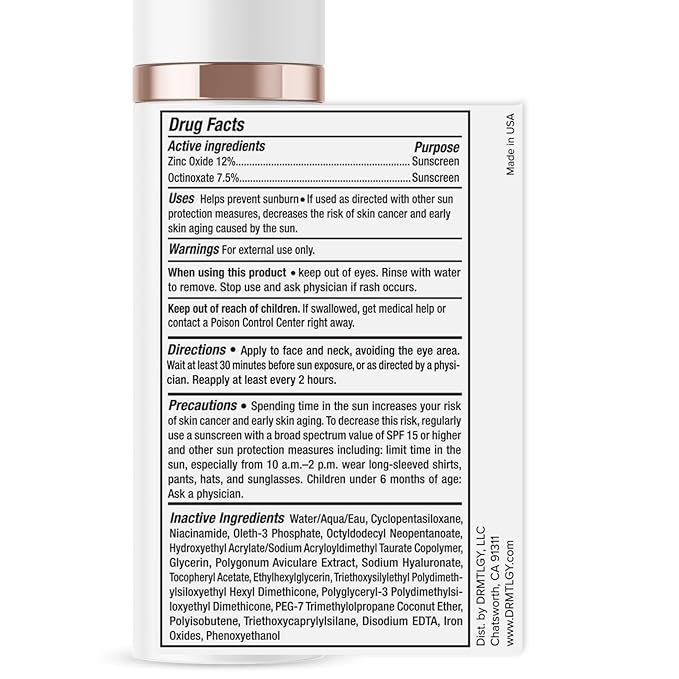 DRMTLGY Matte Universal Tinted Moisturizer with SPF 46. Universal Tint. All-In-One Light Matte Coverage Tinted Face Sunscreen with Broad Spectrum Protection Against UVA and UVB Rays. 1.7 oz