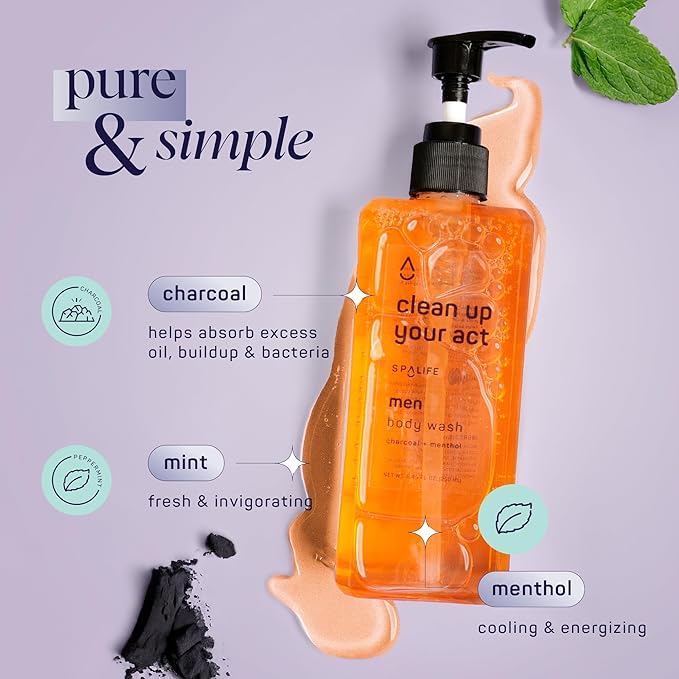 SpaLife Men's Hair & Body Care 4-Piece Set – Body Wash, Shave Gel, After-Shave Gel, Shampoo – Men's Skincare – After-Shave Lotion for Men – Gift Set – Gifts for Men – Gifts for Guys