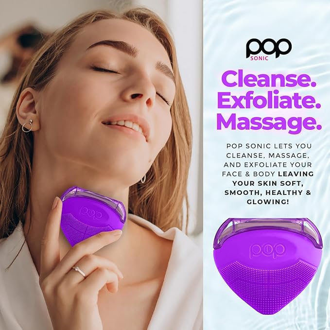 Pop Sonic Strawberry 3 in 1 Skin Exfoliating Cleanser Clean Massage Exfoliate (Purple)