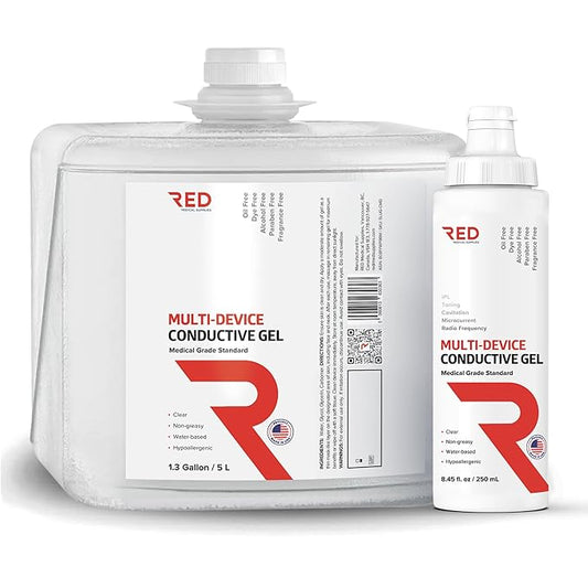 Professional-Grade Ultrasound Gel | Multi-Device Compatible Conductive Gel for Beauty & Skincare Devices | Hydrating, Hypoallergenic, Water-Based, Non-Greasy, Unscented| 5L Cube+8.45 fl oz Bottle