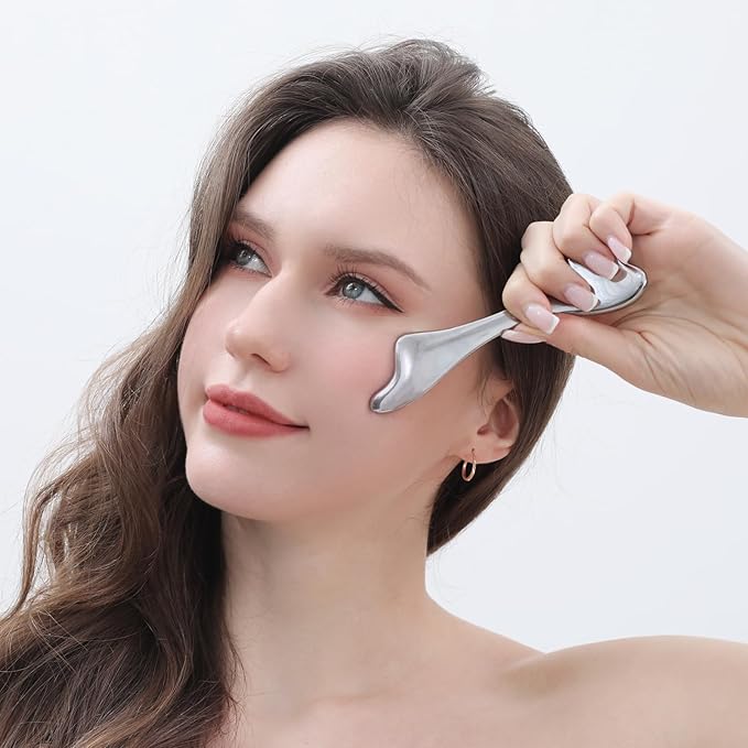Stainless Steel Gua Sha & Face Roller, 3-in-1 Dolphin Facial Roller for Esthetician Supplies Women Gift, Skin Care Tool for Puffiness, Wrinkles, Dark Circles (1 Pc)