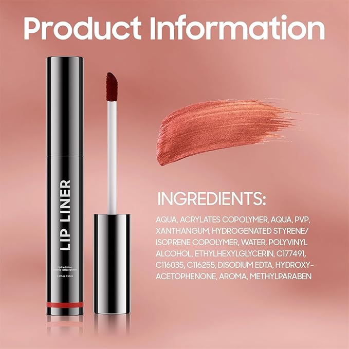 OETUIOW Lip Stain Peel Off, Lip Liner Moisturizing Long-Lasting & Waterproof, Transfer Proof & Plumping, Non-Stick Cup, Cocoa Color