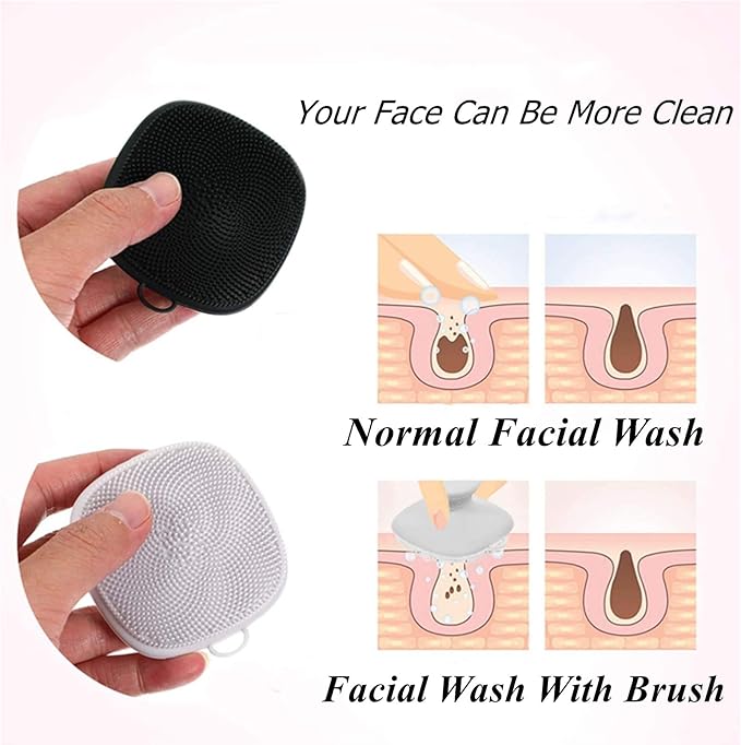 VWMYQ 2 Pack Face Scrubber, Silicone Face Wash Brush - Manual, Waterproof Facial Cleansing & Exfoliating Brushes