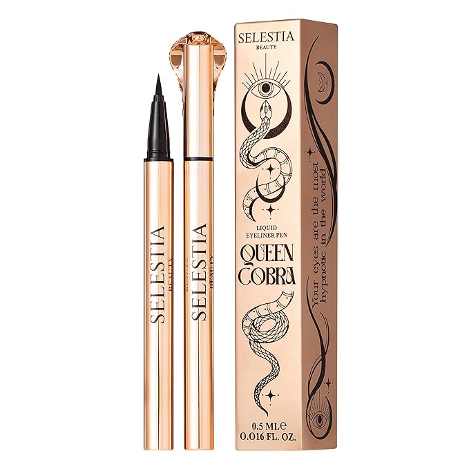 Black Liquid Eyeliner Pencil Queen Cobra – Long-Lasting – Quick-Drying, No Flaking – Thin Applicator & Intense Color – 0.016 fl.oz