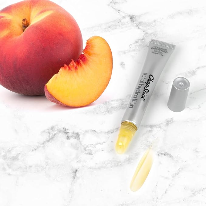 Chapstick Total Hydration Vitamin Enriched Lip Oil, Non Tinted, Vitamin c, vitamin E, Contains Omega 3 6 9, Peach Tea Flavor, 0.23 Fl Oz (Pack of 1)