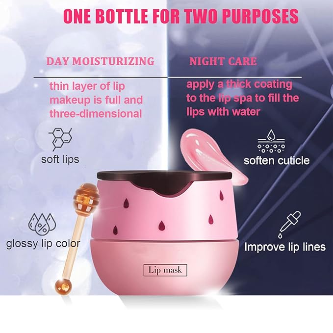 2 Pack Strawberry Lip Mask Strawberry Lip Balm Pot Propolis Moisturizing Hydrating Lip Sleeping Mask Prevention Dry and Cracked Lip Scrubs Exfoliator (2-Strawberry)