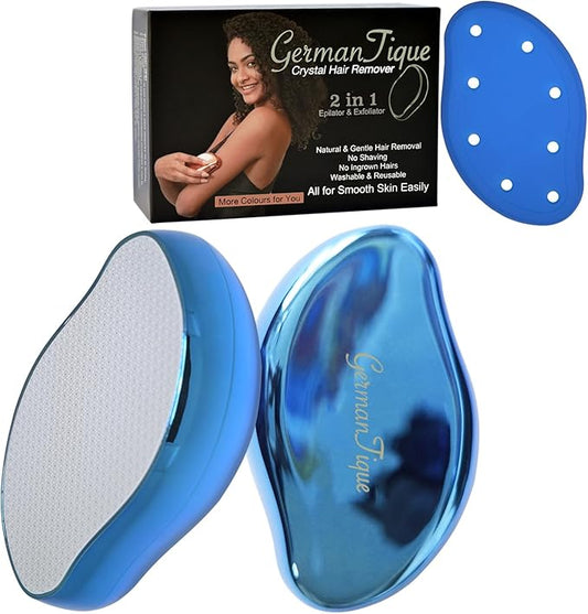 Crystal Hair Eraser,Natural Crystal Hair Remover,Reusable Painless Nano Glass Hair Removal Device Without Shaver,Gentle Crystal Epilator and Exfoliator for Soft Silky Skin(Royal Blue)