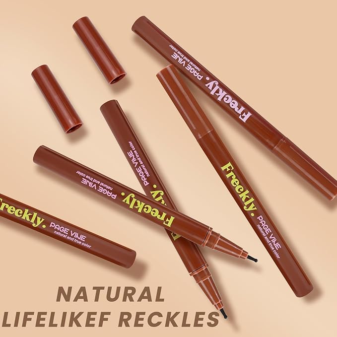 Freckle Pen,2 PCS Faux Freckle Stamp Waterproof,Fake Face Freckles Stain Makeup Long Lasting Quick Dry,Natural Lifelike Soft Dot Freck Pen 2PCS-04 Espresso