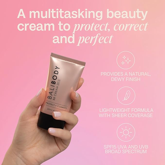 BALI BODY BB Cream SPF15 - Tan Shade | Tinted Sheer Face Cream with Hyaluronic Acid & Marine Collagen | Paraben Free, For All Skin Types | Vegan, Cruelty Free Australian Made (35 ml/1.2 fl oz)