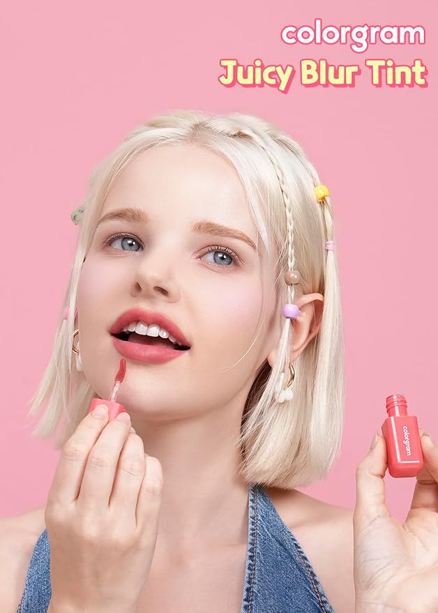 COLORGRAM Juicy Blur Tint 04 Cushiony Peach | Daily Semi-Matte, Semi-Glossy, Long-Lasting Lip Stain, Moisturizing, Buildable & Blendable, highly Pigmented (0.12 Fl. Oz.)