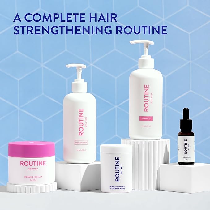 Routine Wellness Anti-Thinning Shampoo and Conditioner Set for Thinning Hair - Biotin DHT Blocker for Men - Color Safe Shampoo for Hair Loss & Healthier Hair - Father's Day Mens Scent (Pack of 2)