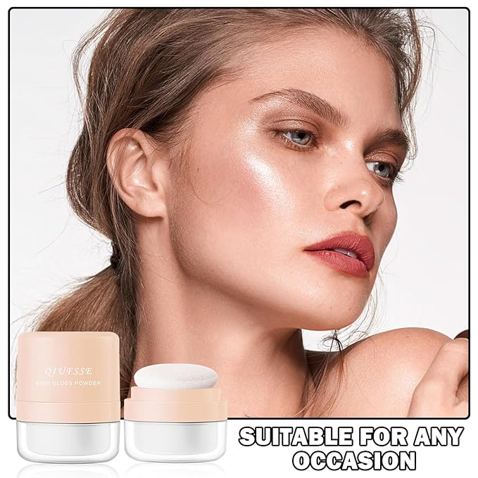 Body Hair Glitter Powder Highlighter Makeup Powder Polvo de Hadas Natural Enhance Facial Contours Lightweight Long-lasting Shimmer Face Body Makeup-Pearl White