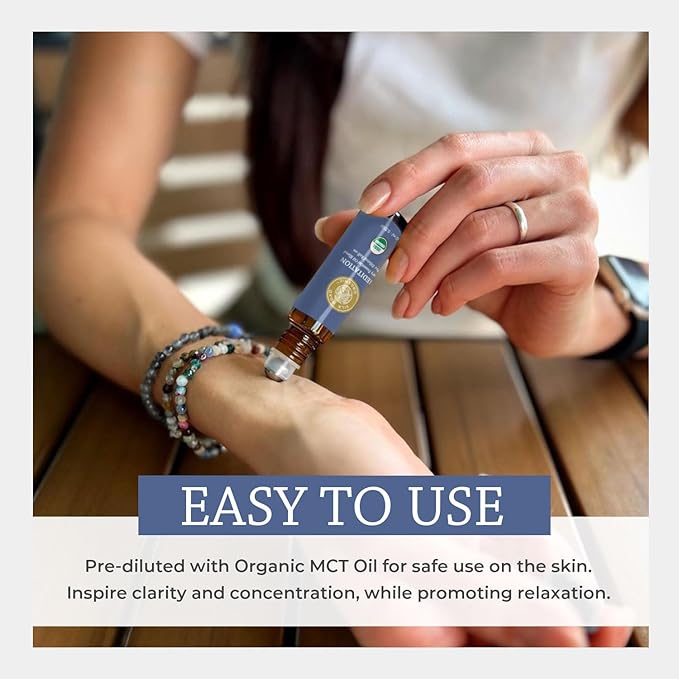 Silk Road Organic Meditation Essential Oil Empowering Blend Roll On,100% Pure USDA Certified Aromatherapy for Chakra Healing, Focus, Calming, Mindfulness & Spiritual Well-Being - 10ml Roller