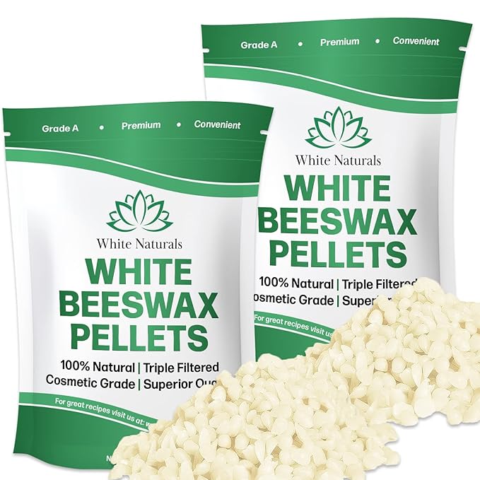 White Beeswax Pellets 2lb (1lb in Each Bag), Pure, Natural, Cosmetic Grade, Organic, Bees Wax Pastilles, 3X Filtered, Great For Soap Making, Candles, DIY Lip Balms, Sunscreen By White Naturals