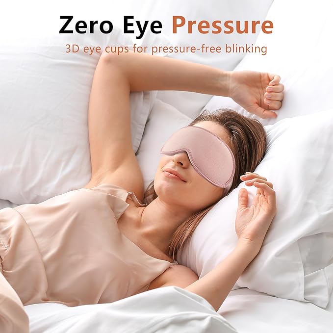 Sleep Mask for Side Sleeper Women Men, Eye Mask for Sleeping Light Blocking, 3D Contoured Cup Sleeping Mask, Soft Breathable Sleep Eye Mask with Adjustable Elastic Strap for Travel Pink