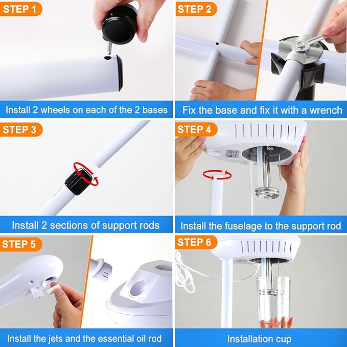 Professional Facial Steamer on Wheels, Esthetician Steamer with Hot Ozone Mist, Stand Face Steamer for Facial Deep Cleaning, Steamer for Facial for Personal Care or Spa, White