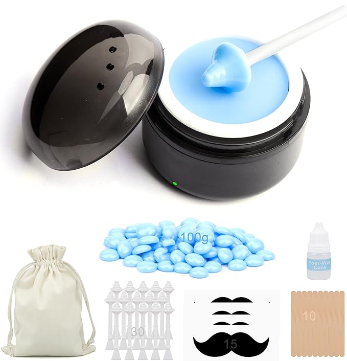 Nose Wax Kit - Travel Wax Warmer for Hair Removal with 100g Waxs, 15 Applicators, 30 Nose Hair Sticks 2 Silicone Pots, 1 Bag Constant Temperature, 15-20 Times Black - Round | Black | Mini