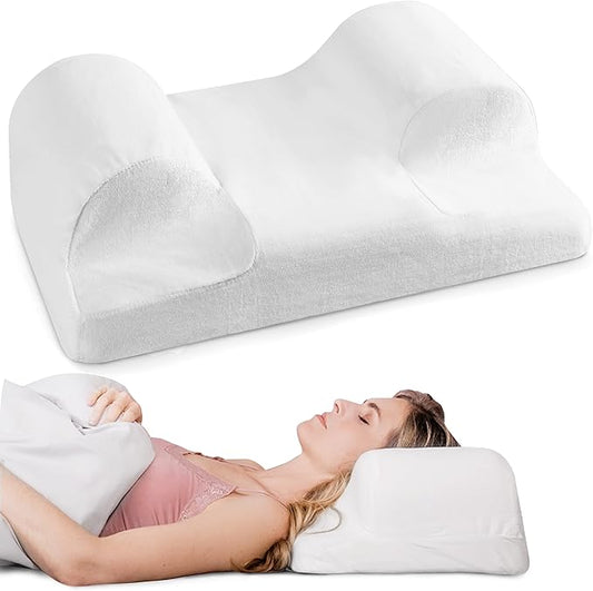 YourFacePillow- Back Sleeper Beauty Pillow, Cervical Neck Pillow, Patented Contour Memory Foam Pillow, Ergonomic Neck, Back and Shoulder Support. Back Sleeping Reduces Pressure on Skin - Large