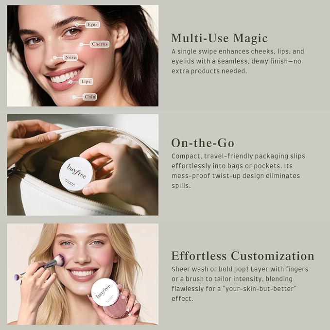 Multi Glow Balm, Cream Blush for Cheeks, Blush Balm Face Makeup, Radiant Finish, Hydrating, Creamy, Lightweight & Blendable Color, Face Balm, 0.63 Oz (Rose Crystal)