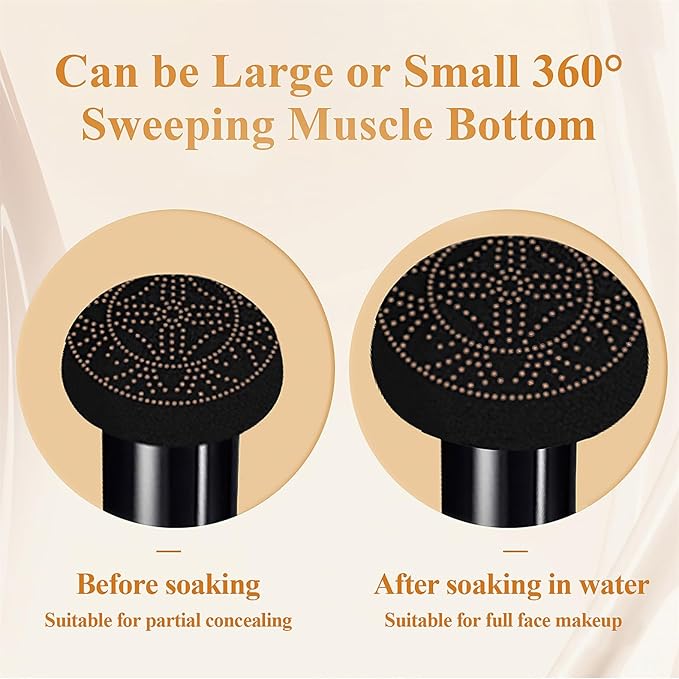 Mushroom Head Air Cushion CC Cream - BB Cream Face Makeup Foundation for Mature Skin Moisturizing Concealer Brighten Long-Lasting, Even Skin Tone for All Skin Types, Ivory Color