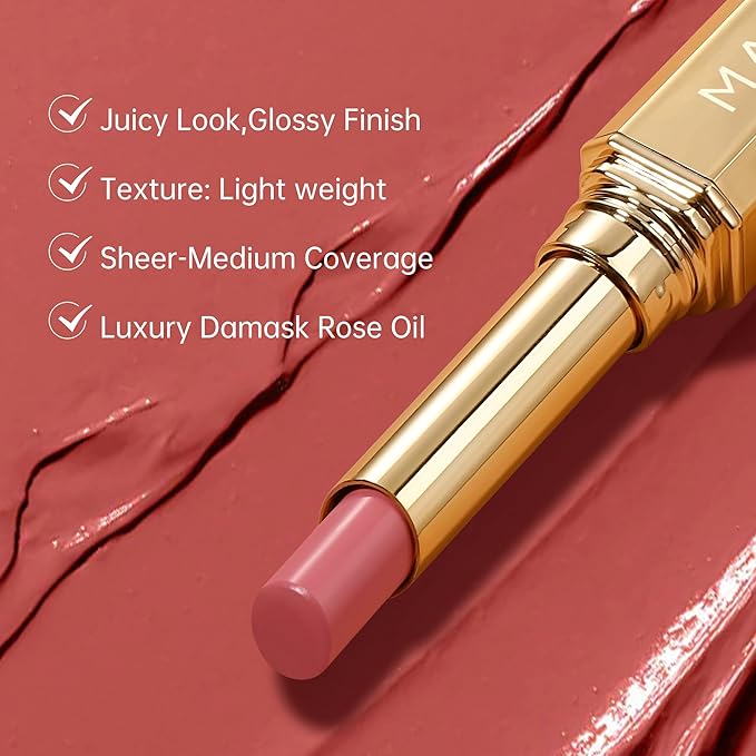 MAKI YIKA Hot Pink Lipstick for Women Moisture Hydrate Lipsticks Glossy Pink Lipsticks Sheer Finish Lightweight Tinted Lip Balm (Z06 Rose Up)