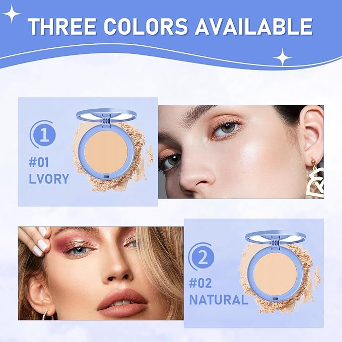 Maycheer Face Powder, Maycheer Setting Powder, Maycheer Lasting Waterproof Oil Absorbing Pressed Powder Compact, Lightweight Finishing Pressed Powder Compact (Calassic Ivry, 01)