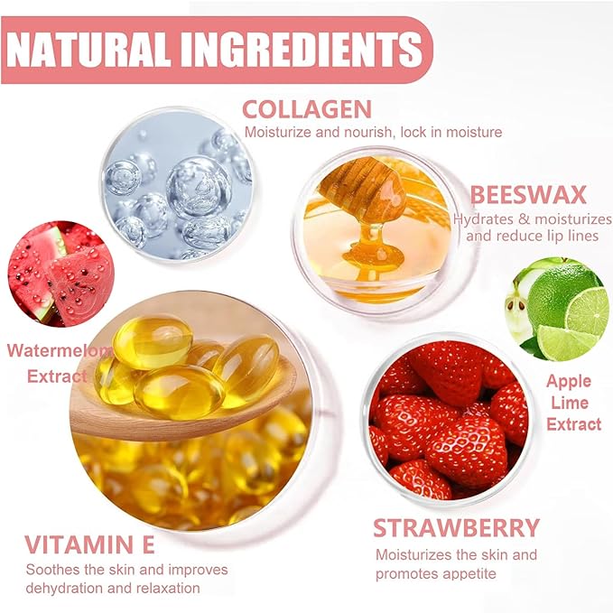 3 PCS Lip Balm Honey Pot, Honey & Apple Lime & Watermelem Lip Mask Vitamin E & Moisturizing Propolis Sleeping Lip Mask Prevention Dry and Cracked Lip Scrubs Exfoliator, Christmas Gifts