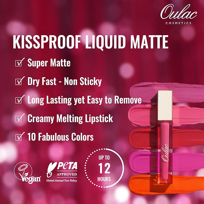 Oulac Matte Liquid Pink Lipstick for Women, Long Lasting Lipstick Waterproof Lip Stain, No Transfer, Creamy High Pigmented Formula with Rose Oil, Vegan & Cruelty-Free, Rose Pink M10
