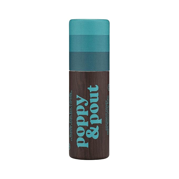 Poppy & Pout Coastal Coconut Jumbo Lip Balm | All Natural Lip Balms & Moisturizers | Hydrates with Beeswax, Vitamin E, Organic Coconut Oil | Cruelty-Free | Lip Balm in Recyclable Cardboard Tube