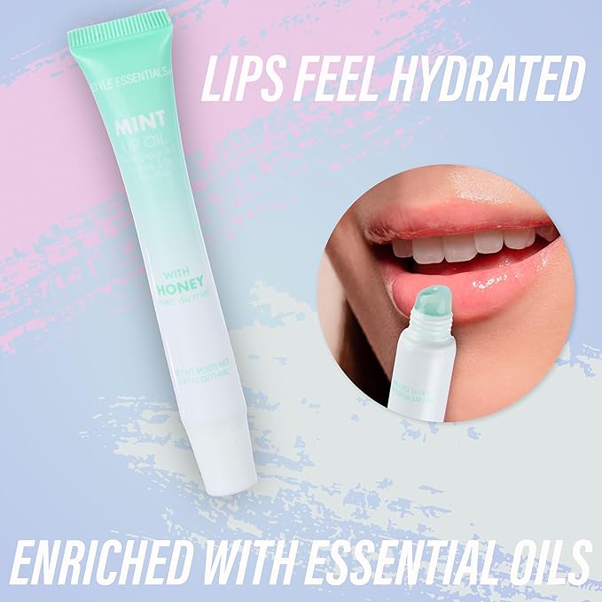 Expressions 12pc Lip Oil Set - Flavored Lip Oils Value Pack, Hydrating Lip Oils w/Squeeze Tube Application, Moisturizing Lip Oil Collection for Everyday Lip Care and Lip Repair (FRUITS)